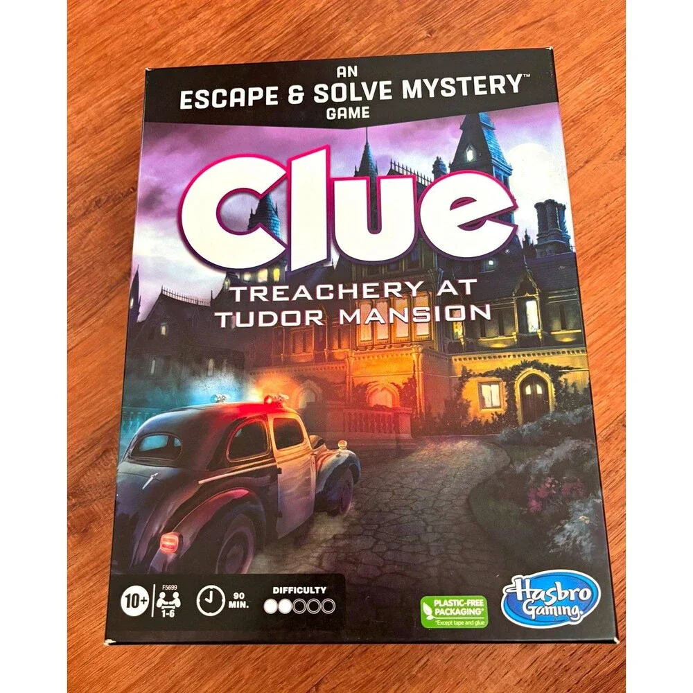EUC Hasbro Gaming Clue Treachery at Tudor Mansion Cooperative Mystery Game